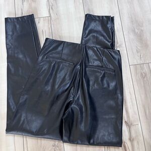 Black Faux Leather Hi Rise Pants